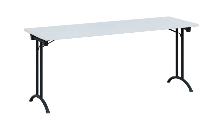 SLA 180 lak skládací jednací stůl 1800x600, deska 25 mm, podnož černý lak, deska bílá